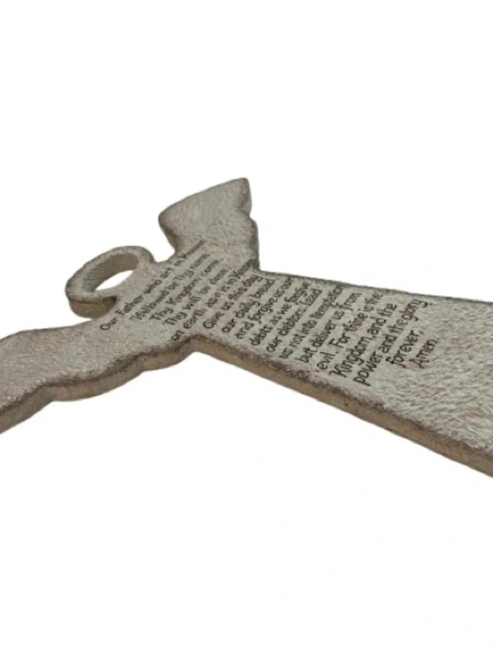 caffco Cross Angel Wall Plaque with Lord's Prayer Neutral Stone Tone Wall Decor